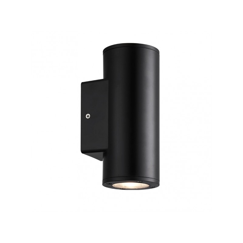 Aplique de exterior Yopol cilindro negro 2LED GU0 Fabrilamp