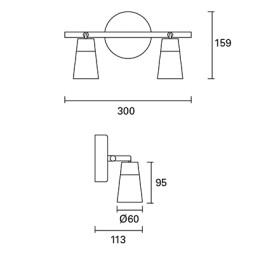 Aplique LED Vitro 2 luces Forlight