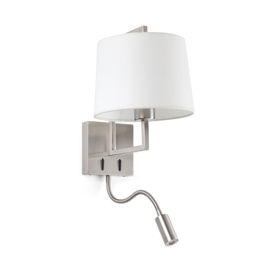 Aplique con lector Frame niquel mate+blanco Faro