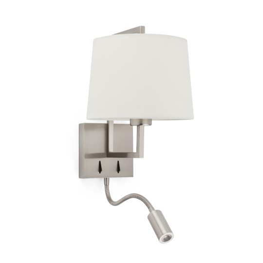 Aplique con lector Frame niquel mate+beige Faro