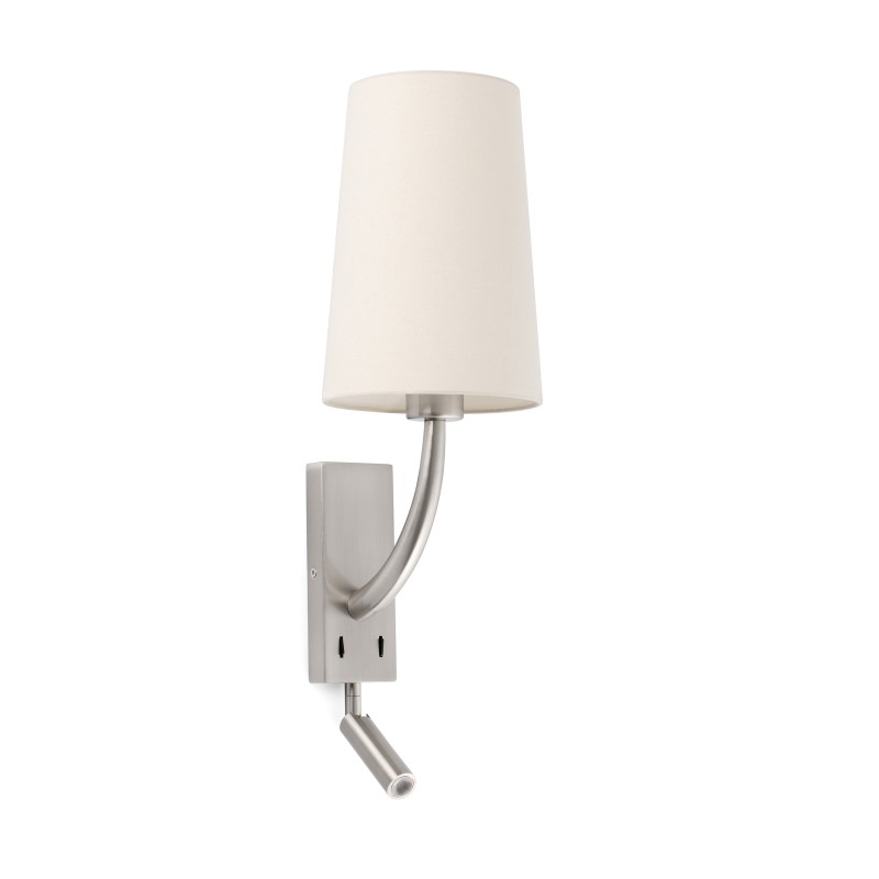 Aplique con lector Rem niquel mate+beige Faro