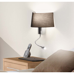 Aplique Hotel con lector cromo y negro Faro