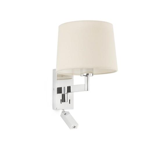 Aplique con lector Artis cromo+beige Faro