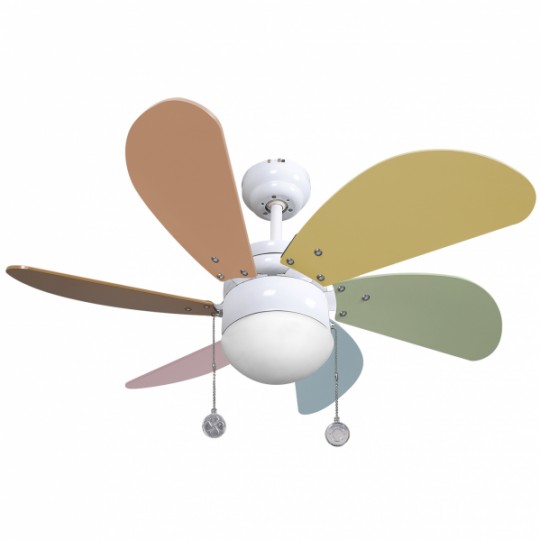 Ventilador 6 aspas Delfín colores pastel Fabrilamp