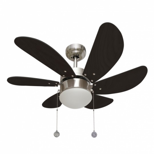 Ventilador 6 aspas Delfín níquel/wengue Fabrilamp