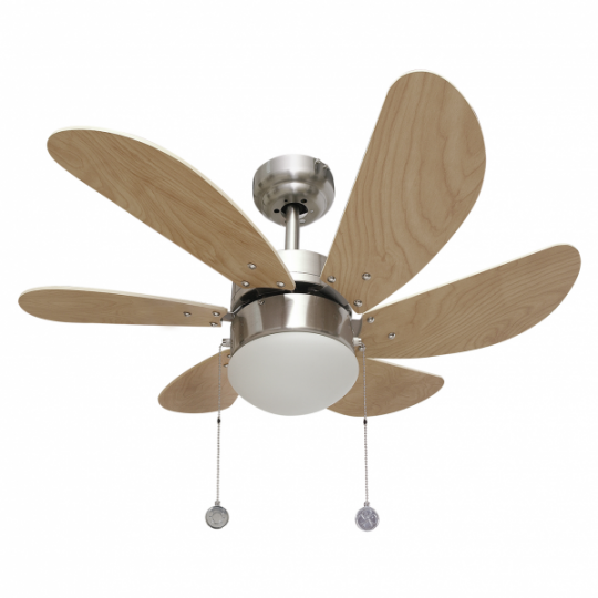Ventilador 6 aspas Delfín níquel/haya Fabrilamp