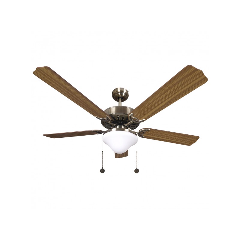 Ventilador 5 aspas Orion cuero/roble Fabrilamp