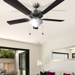 Ventilador 5 aspas Orion níquel/wengué Fabrilamp