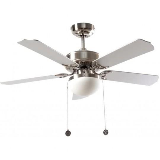 Ventilador 5 aspas Heracles níquel/plata/haya Fabrilamp