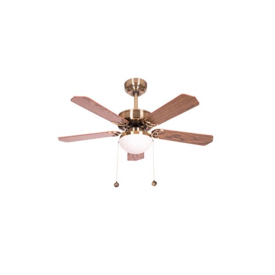 Ventilador 5 aspas Heracles cuero/cerezo/nogal Fabrilamp
