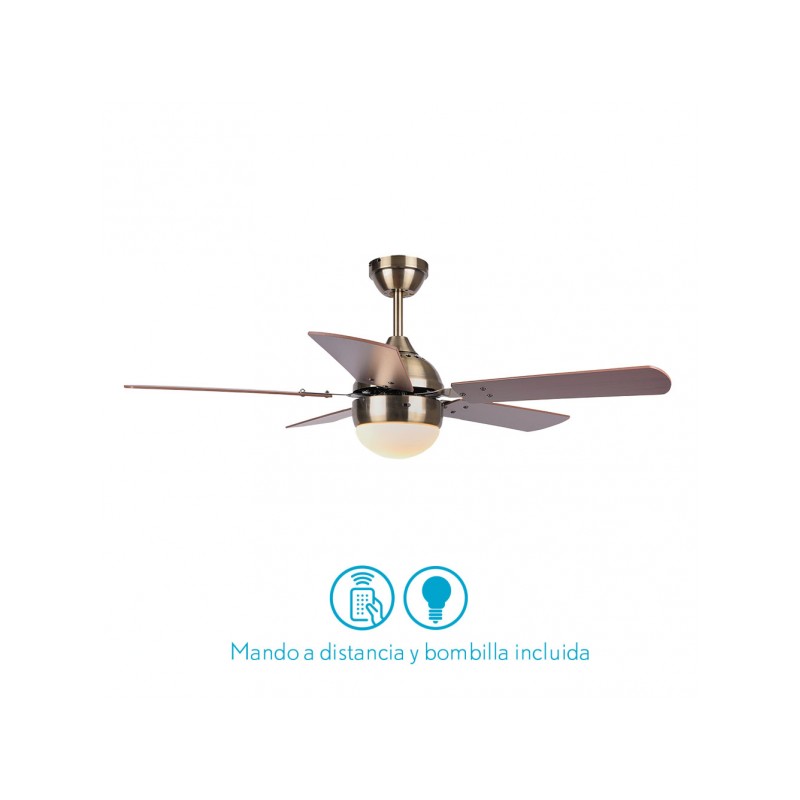 Ventilador 5 aspas Pontia cuero/cerezo/nogal Fabrilamp