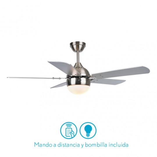 Ventilador 5 aspas Pontia níquel/plata/haya Fabrilamp