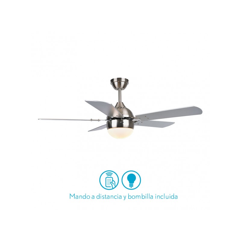 Ventilador 5 aspas Pontia níquel/plata/haya Fabrilamp