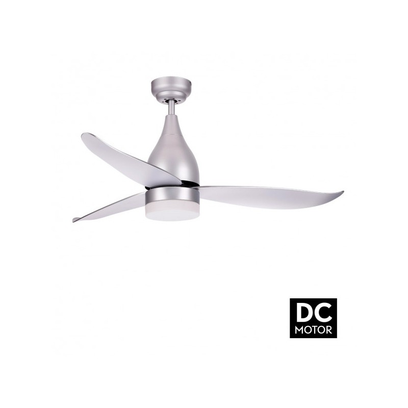 Ventilador motor DC Asifa plata LED 12W 4000k Fabrilamp