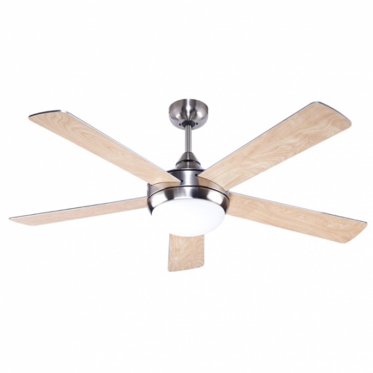 Ventilador 5 aspas Biruji níquel/plata/haya Fabrilamp