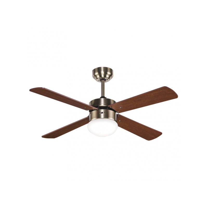 Ventilador 4 aspas Tramontana cuero/cerezo/nogal Fabrilamp