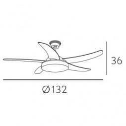 Ventilador 5 aspas Cauro blanco LED 36W 4000K Fabrilamp
