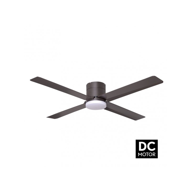 Ventilador motor DC Kona marrón LED 18W 4000k Fabrilamp