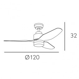 Ventilador 3 aspas Gerona marrón/roble LED 18W 3000/4000/6000k Fabrilamp