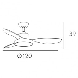 Ventilador 3 aspas Hayate marrón LED 40W 3000/4000/6000k Fabrilamp