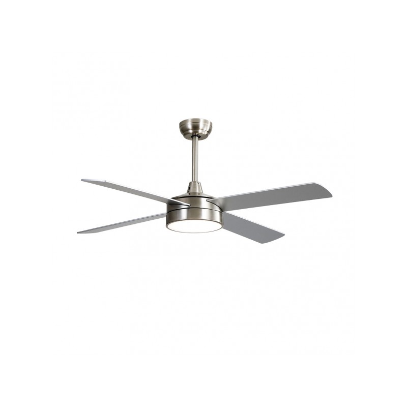 Ventilador 4 aspas Nevery níquel/plata/haya LED 24W 3000/4000/6000k Fabrilamp