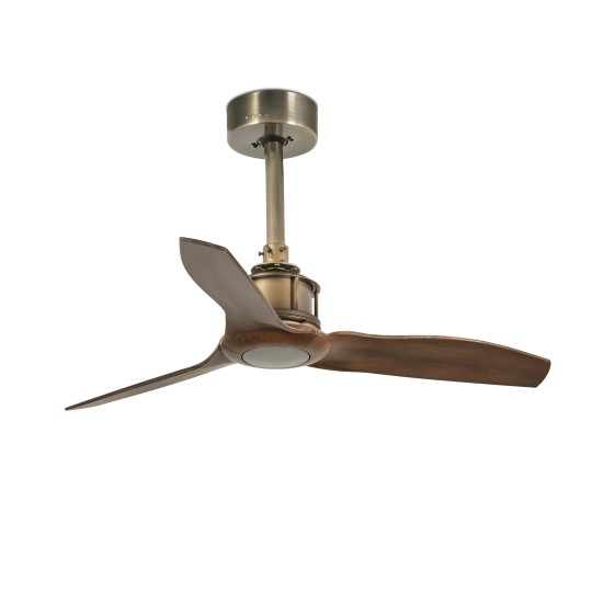 Ventilador motor DC Justfan 81cm oro envejecido/nogal WIFI Faro