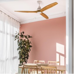 Ventilador con luz 3 palas madera Alo blanco Faro