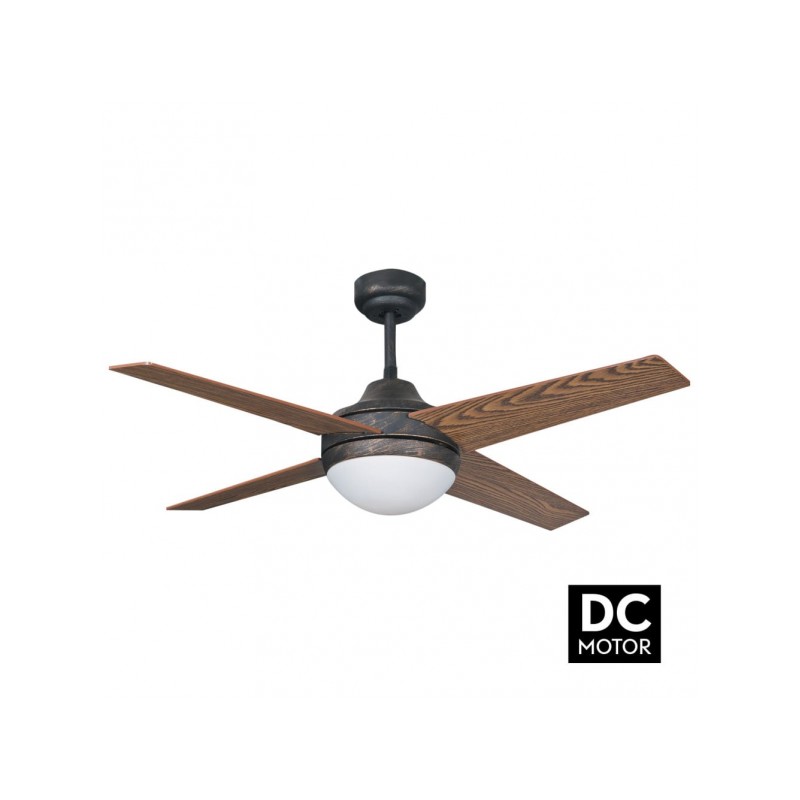 Ventilador 4 aspas Eolo motor DC marrón/cerezo/nogal Fabrilamp