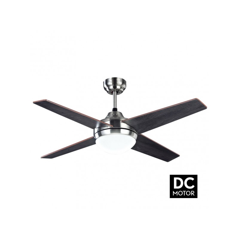 Ventilador 4 aspas Eolo motor DC níquel/wengue/haya Fabrilamp