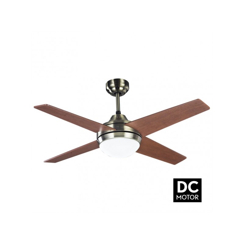 Ventilador 4 aspas Eolo motor DC cuero/cerezo/nogal Fabrilamp