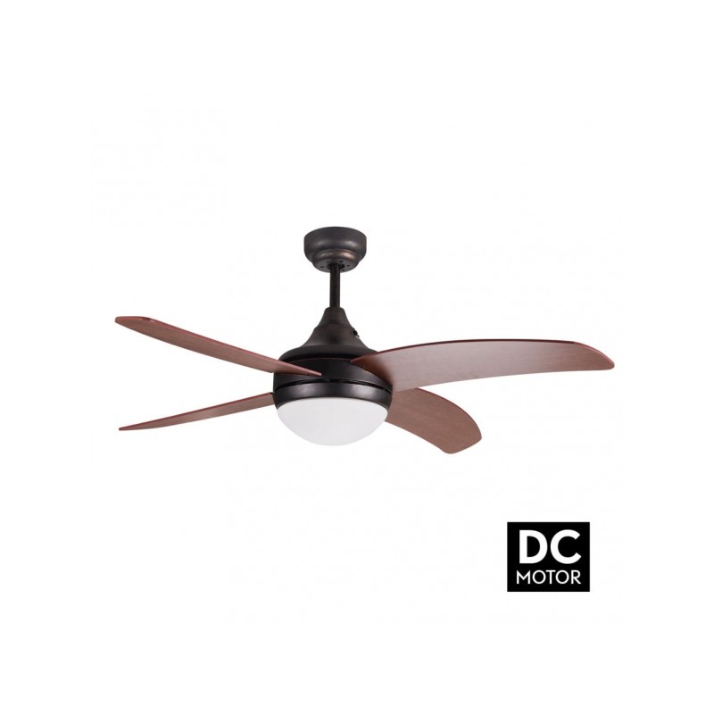 Ventilador 4 aspas Osiris motor DC marrón rustico Fabrilamp