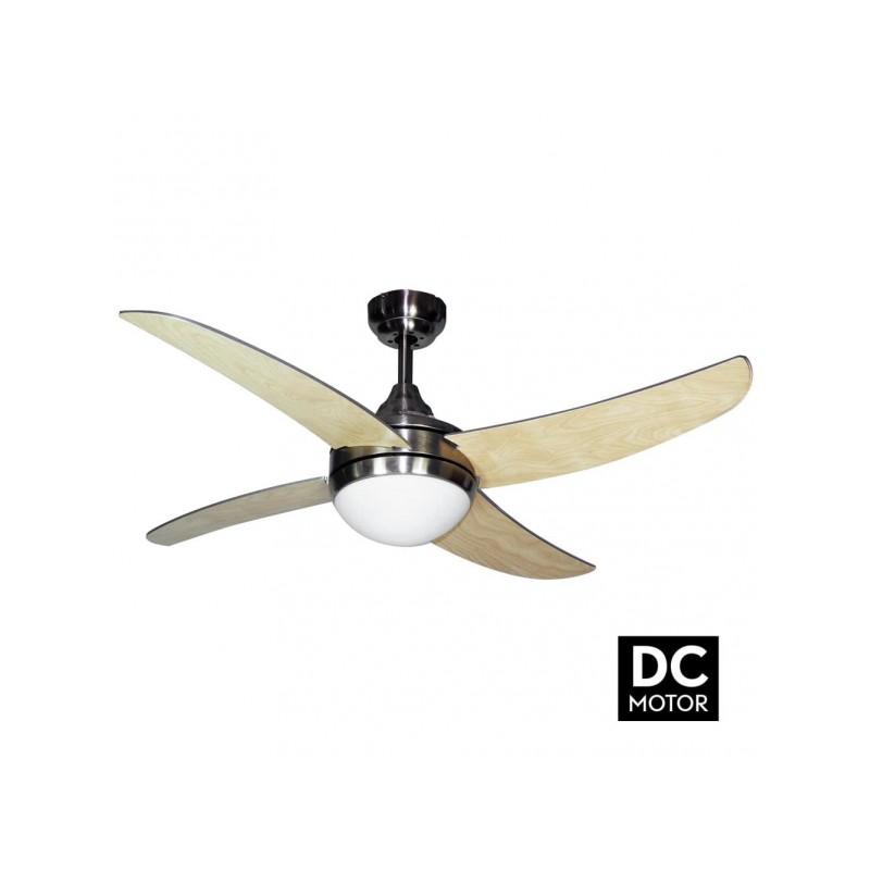 Ventilador 4 aspas Osiris motor DC níquel/haya Fabrilamp