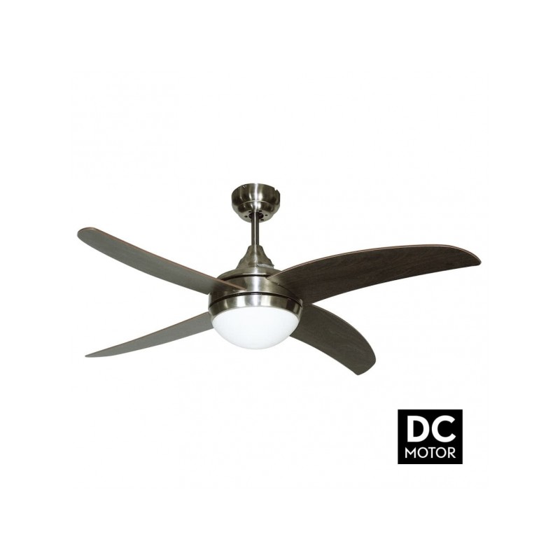 Ventilador 4 aspas Osiris motor DC níquel/wengué Fabrilamp