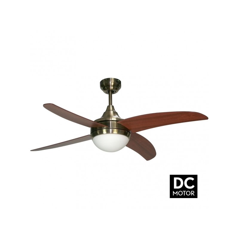 Ventilador 4 aspas Osiris motor DC cuero/cerezo Fabrilamp
